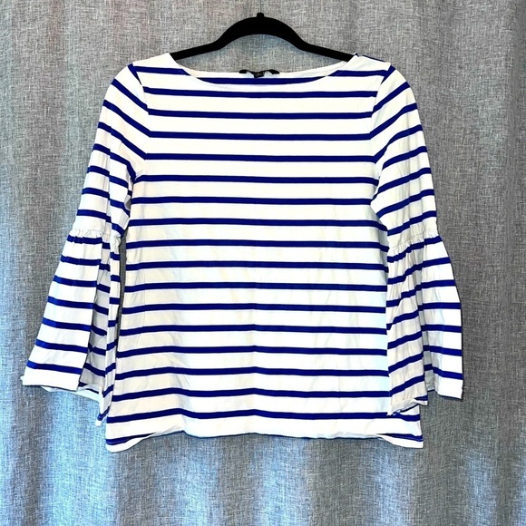 Banana Republic Blue & White Striped Bell Sleeve Top - Size Small - Picture 1 of 7